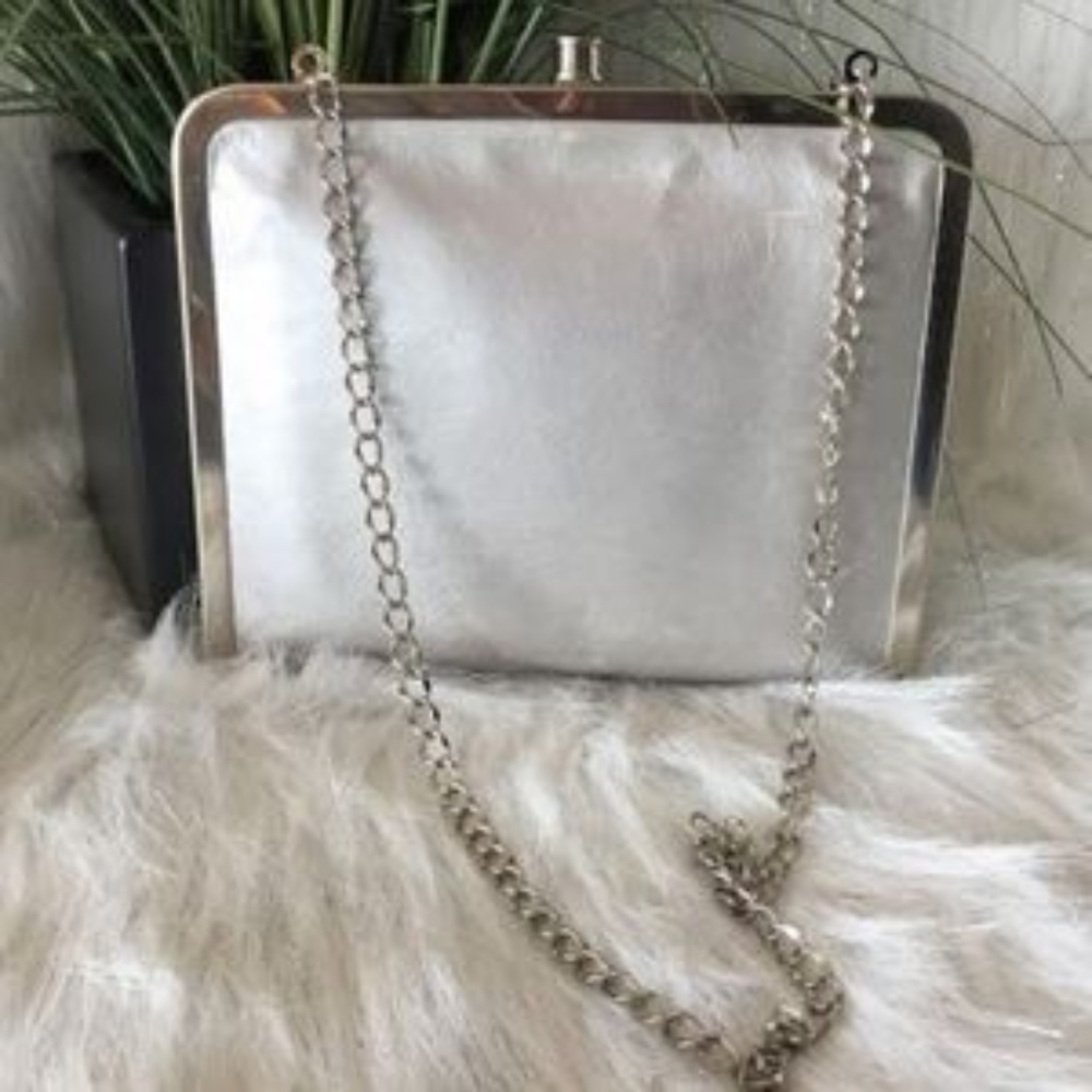 HOBO Silver Metallic Purse with Chain Strap